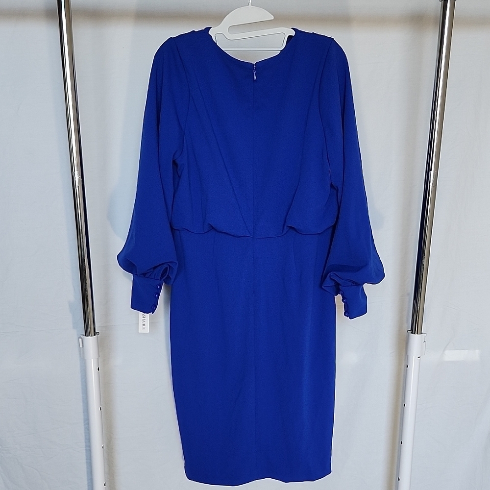Shelby Palmer Vibrant Blue Cowl Neck Dress NWT Size 10 Wedding Guest Long Sleeve - Picture 6 of 8